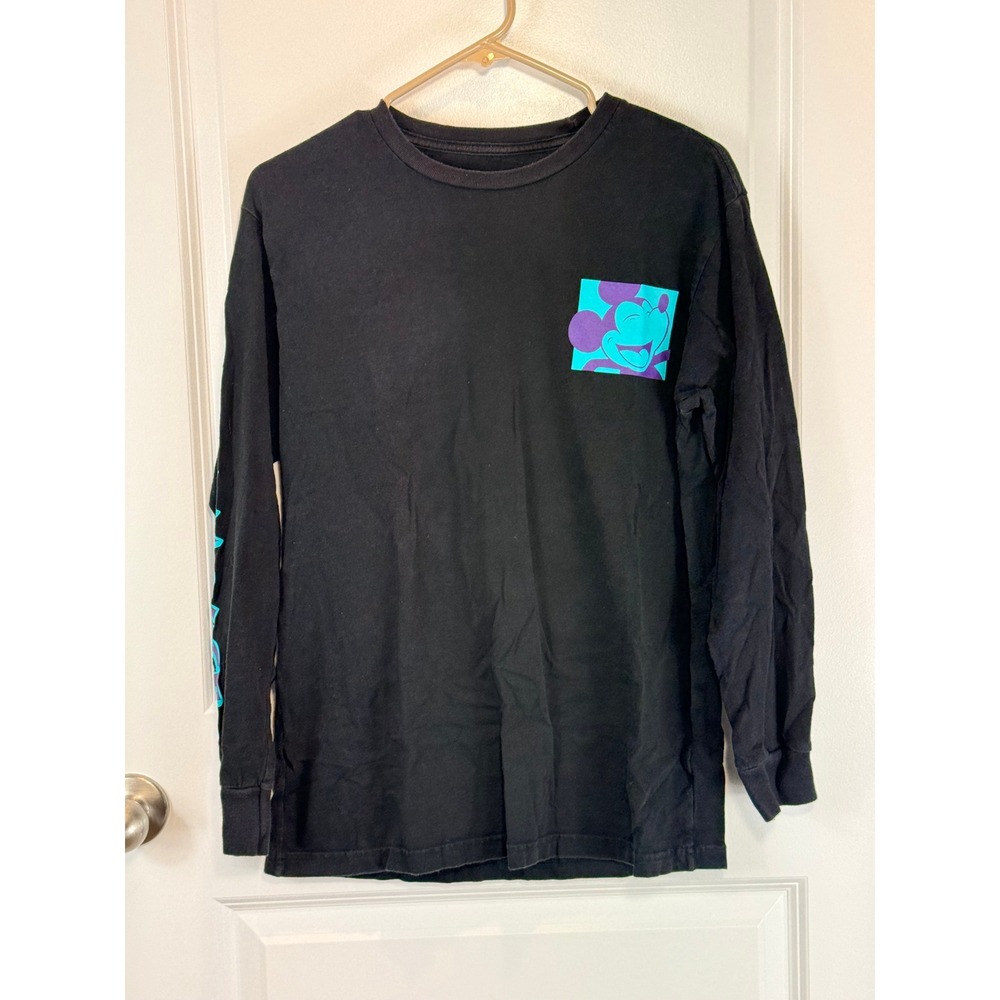 Japaneze Disney Mickey Mouse Black Long Sleeve Graphic T Shirt Size Small